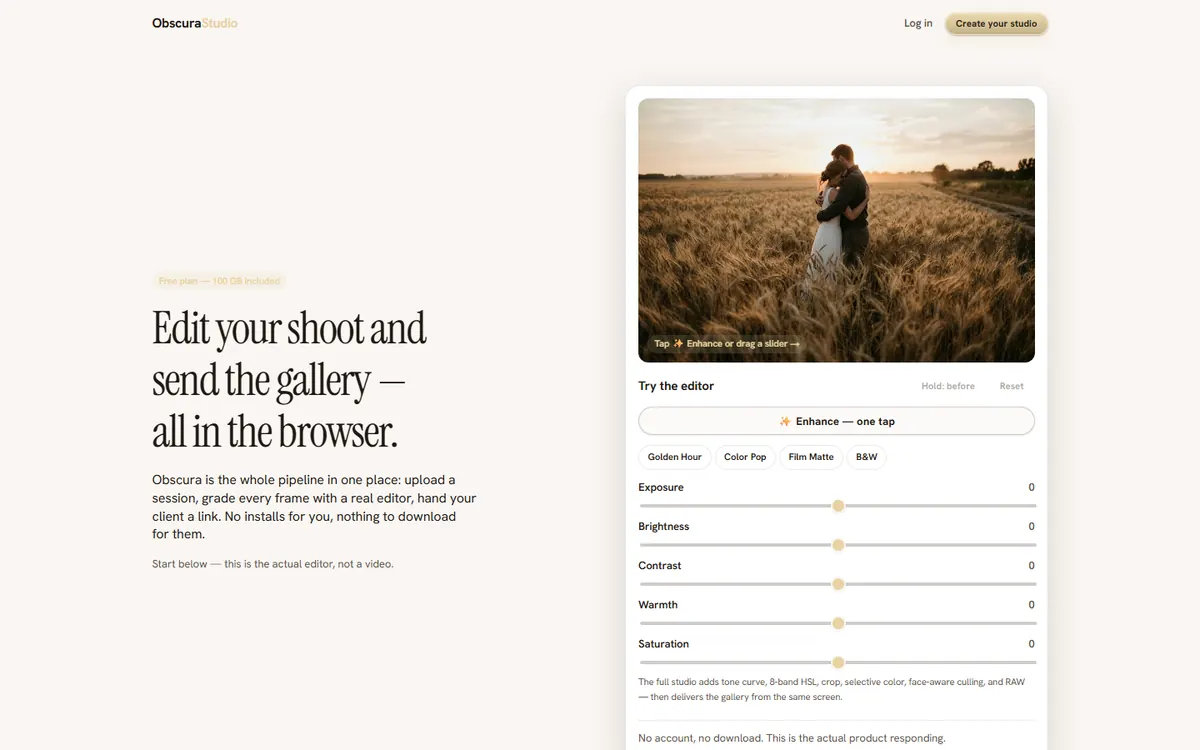 The Obscura Studio website.