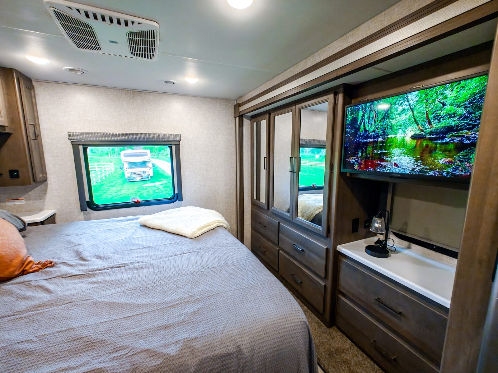 Clean, welcoming motorhome interior at Tapestry Acres